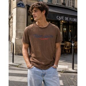 Teddy Smith Logo Graphic T-Shirt Medium Brown Crew Neck Casual‎ Streetwear Tee